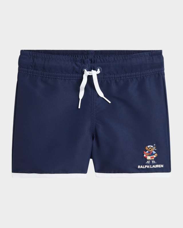Boy's Polo Embroidered Swim Trunks, Size 2-7